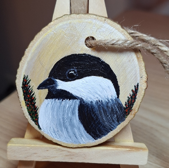 "Black-capped Chickadee" Hand-painted Wall Hanging/Ornament (NWOT) - Picture 4 of 10